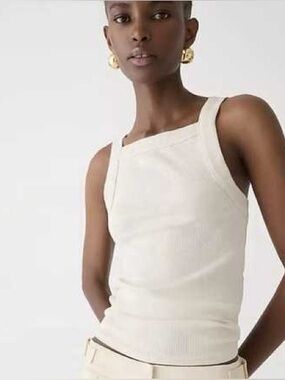 J CREW Vintage rib wide strap tank top in color natural